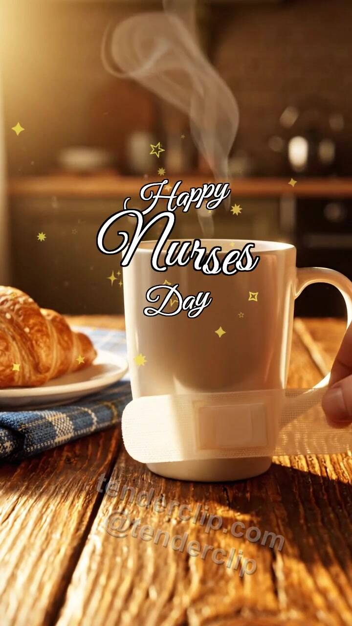 Animated greeting card about Happy Nurses Day: Bandage Hugs Mug