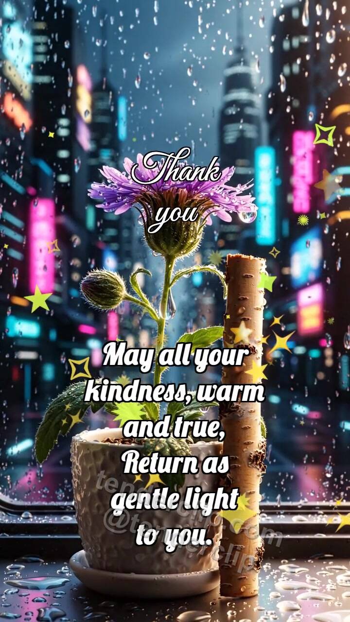 Animated greeting card about Thank you: Birch Brace Straightens Flower