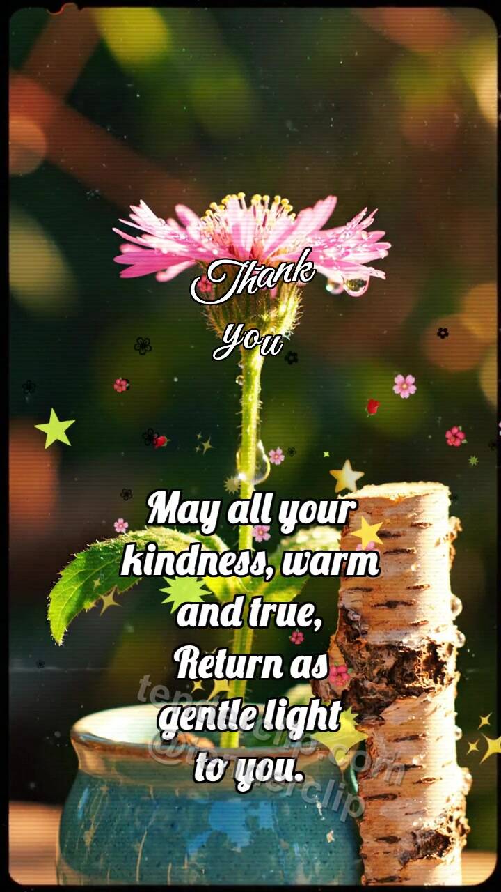 Animated greeting card about Thank you: Birch Brace Straightens Flower