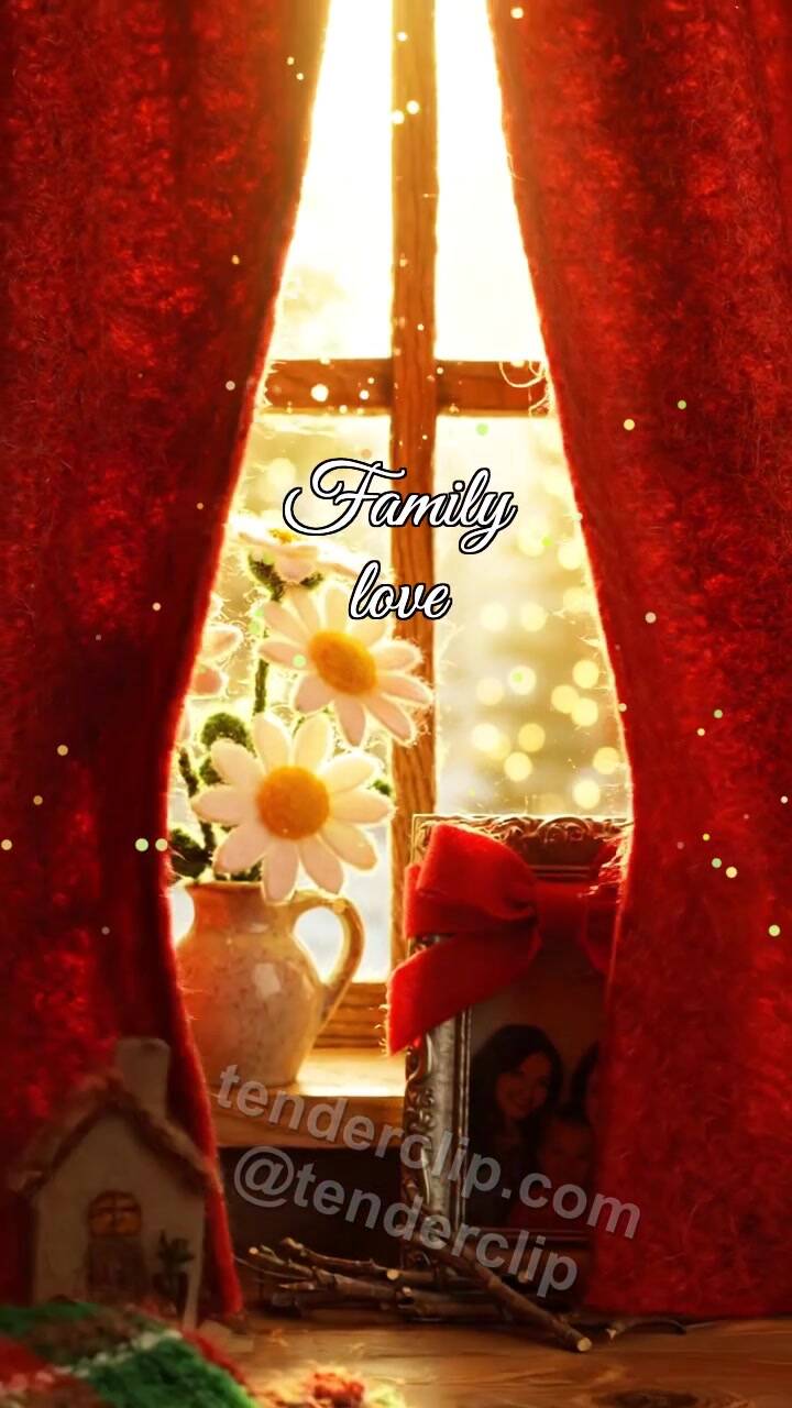 Animated greeting card about Family love: window reveals the holiday scene