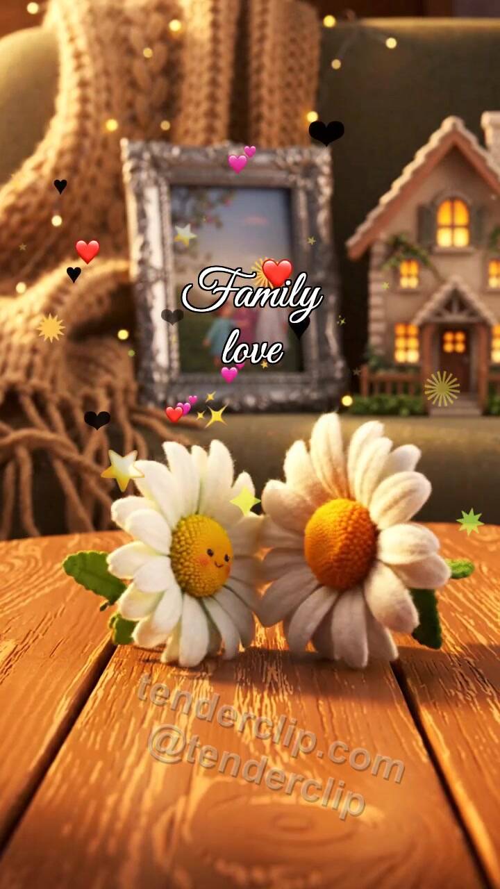 Animated greeting card about Family love: two symbols meet