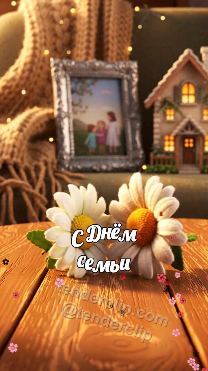 Анимационная открытка на тему С Днём семьи: два символа встречаются