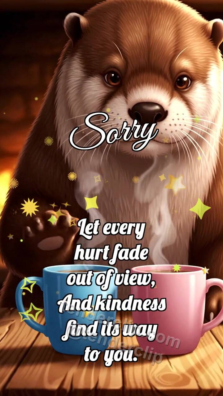Animated greeting card about Sorry: Otter Moves Cups Closer