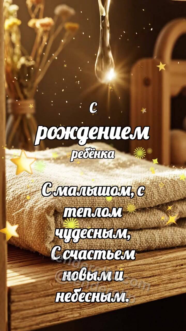 Анимационная открытка на тему С рождением ребёнка: Мягкое полотенце ловит каплю
