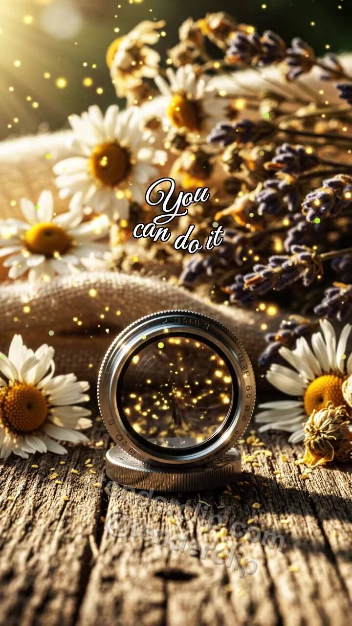 Animated greeting card about You can do it: Focus Ring Gathers Light