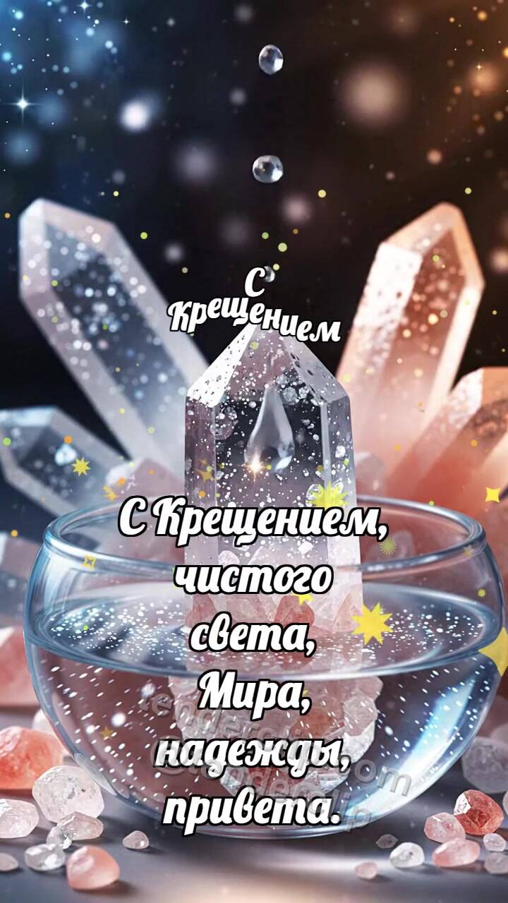Анимационная открытка на тему С Крещением: Соль принимает каплю