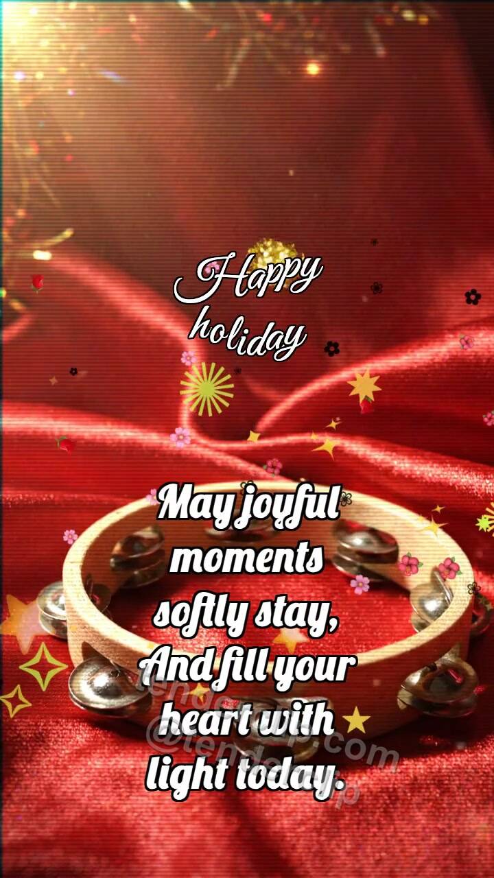 Animated greeting card about Happy holiday: Festive Tambourine Rocks Glitter