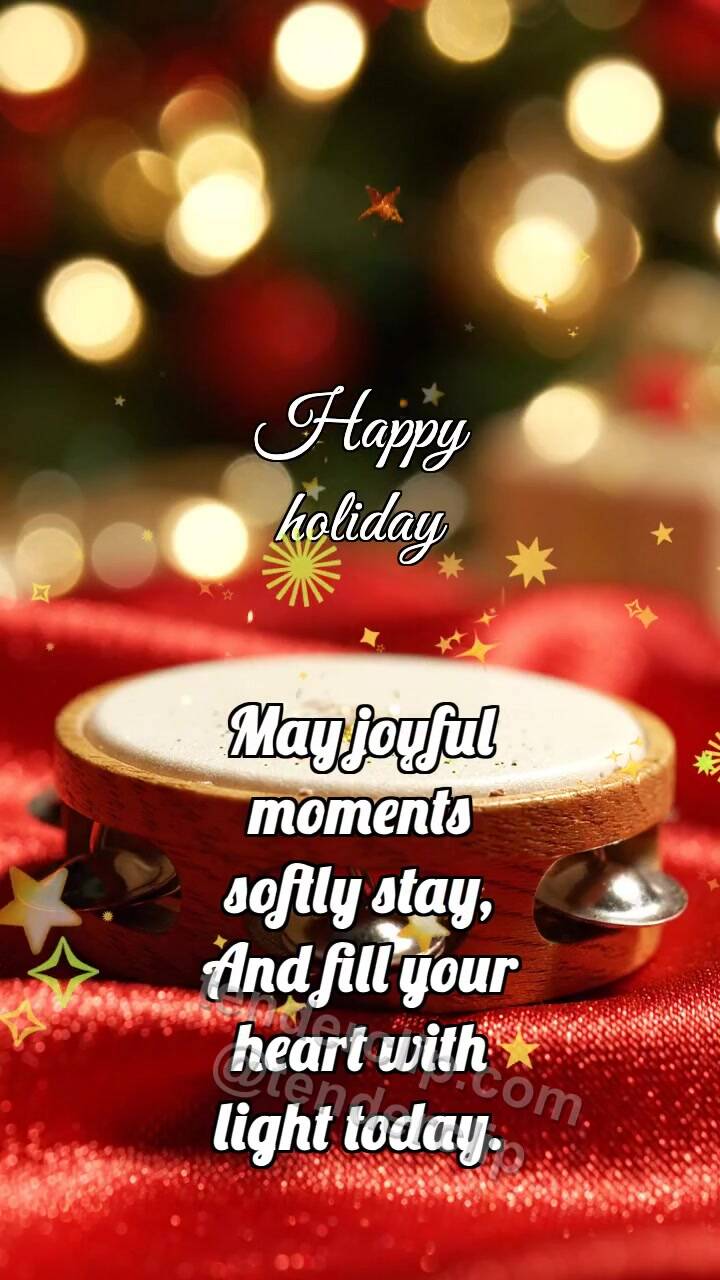 Animated greeting card about Happy holiday: Festive Tambourine Rocks Glitter