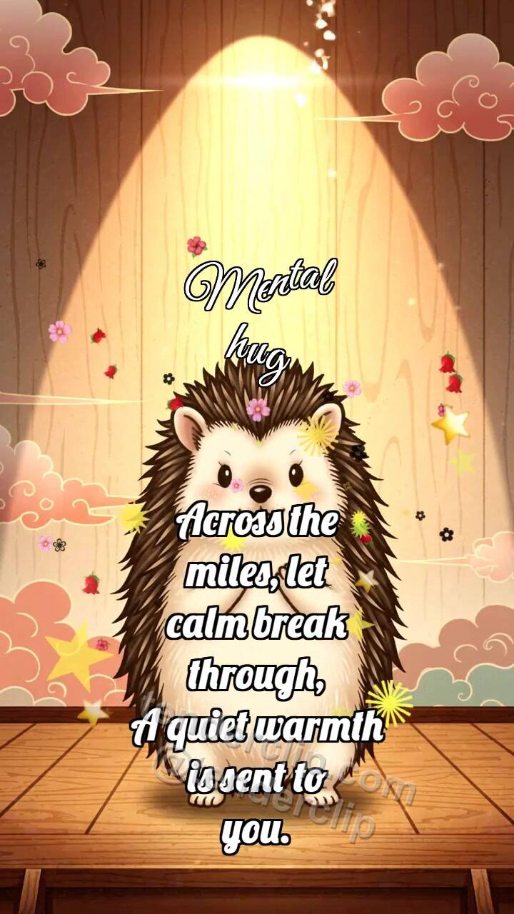 Animated greeting card about Mental hug: Hedgehog In Spotlight