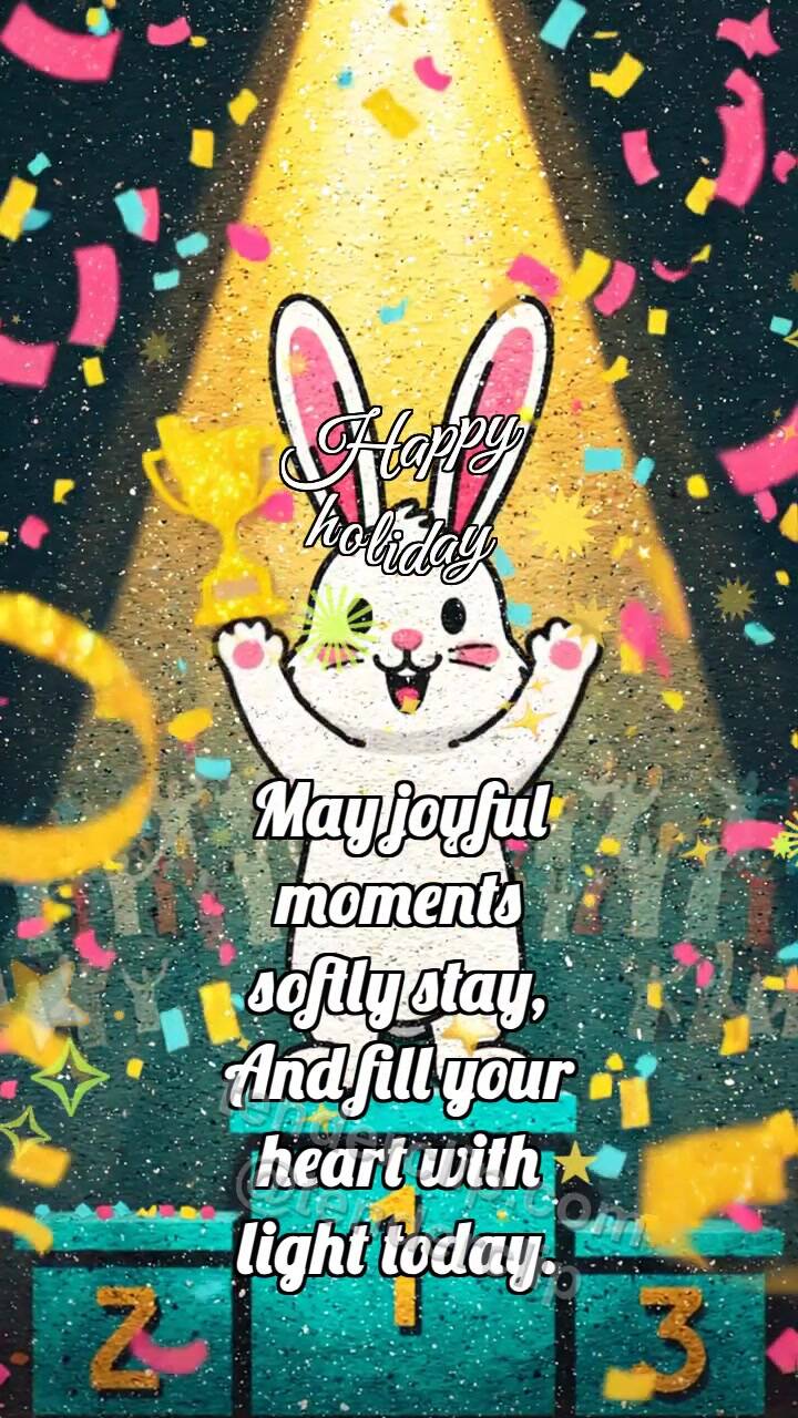 Animated greeting card about Happy holiday: Bunny On Top