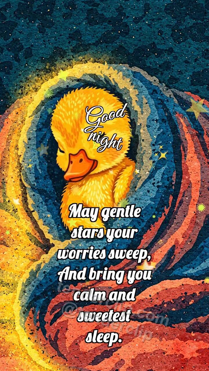 Animated greeting card about Good night: Duckling Under Blanket
