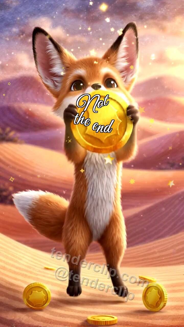 Animated greeting card about Not the end: Fox Cub Catches Luck