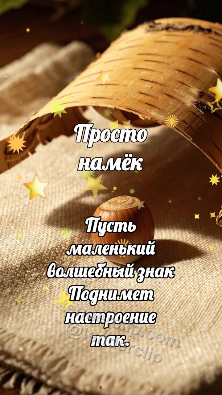 Анимационная открытка на тему Просто намёк: Берестяной лоточек открывает орешек