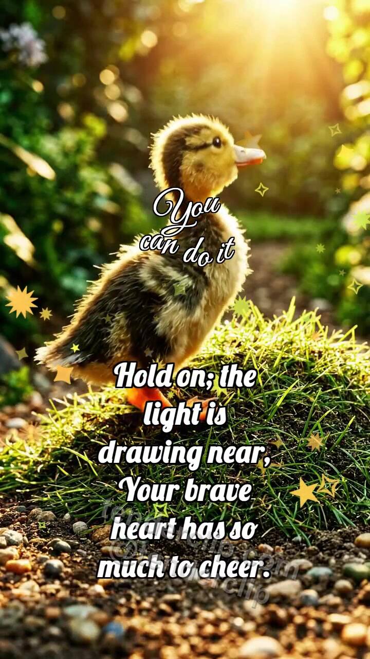 Animated greeting card about You can do it: Duckling Climbs To Light