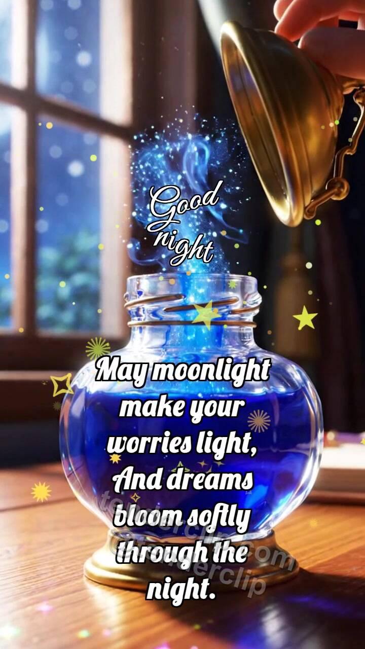 Animated greeting card about Good night: Night Inkwell Closes