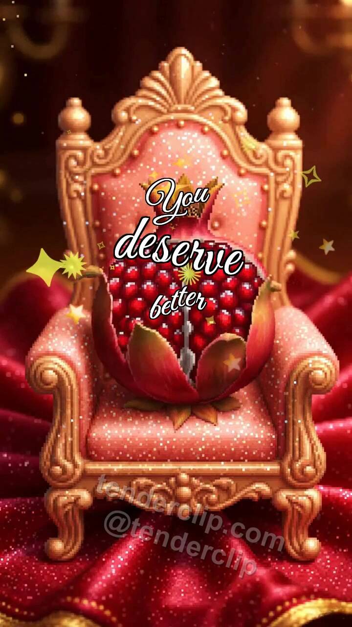 Animated greeting card about You deserve better: Peach Throne Opens Pomegranate