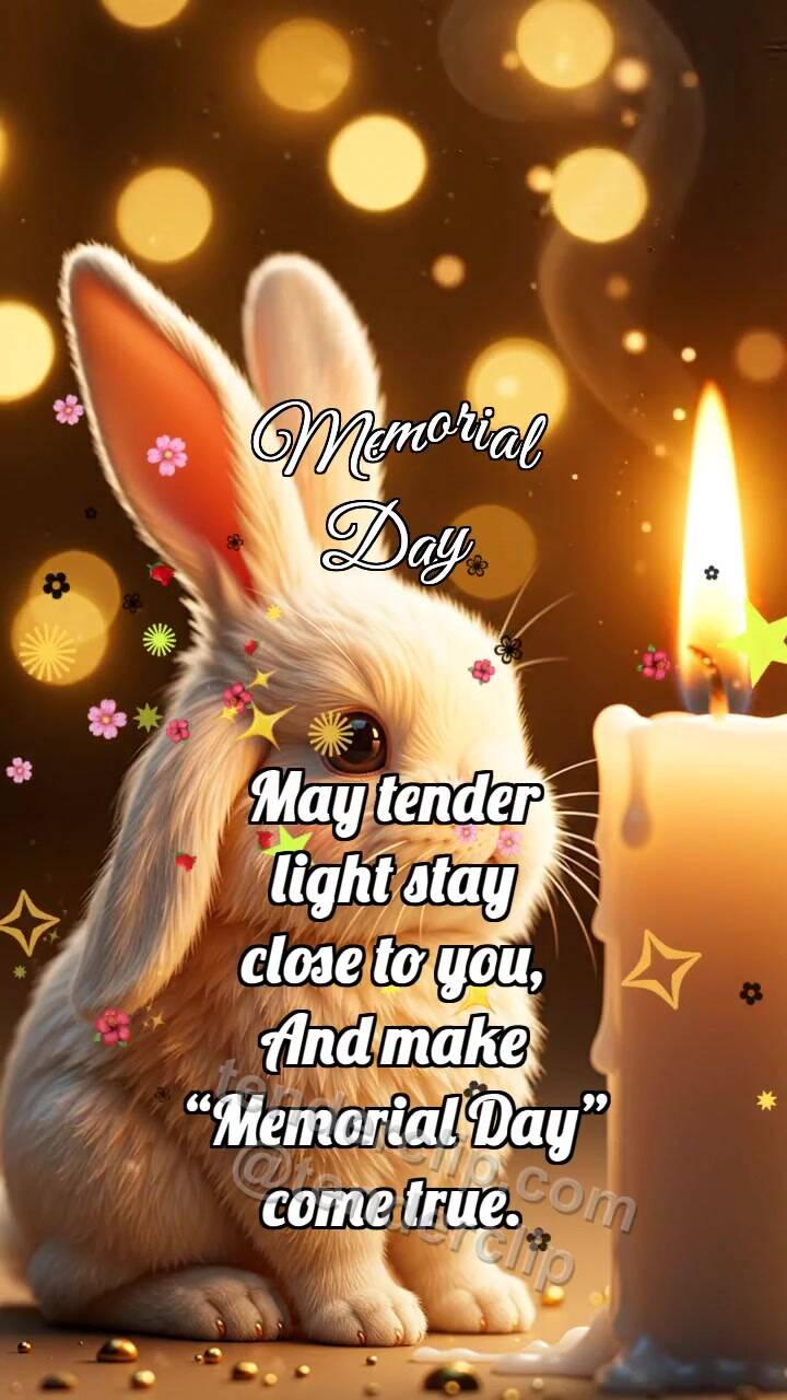 Animated greeting card about Memorial Day: Bunny By Memory Candle