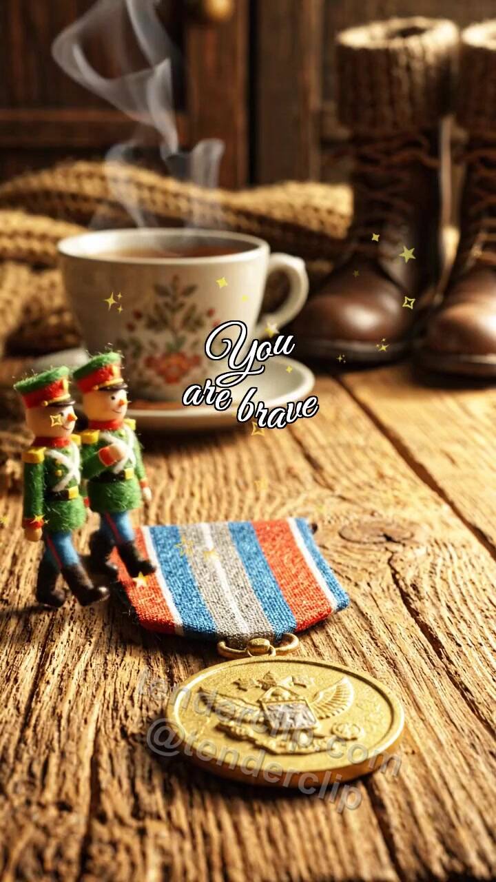 Animated greeting card about You are brave: tiny parade crosses the table
