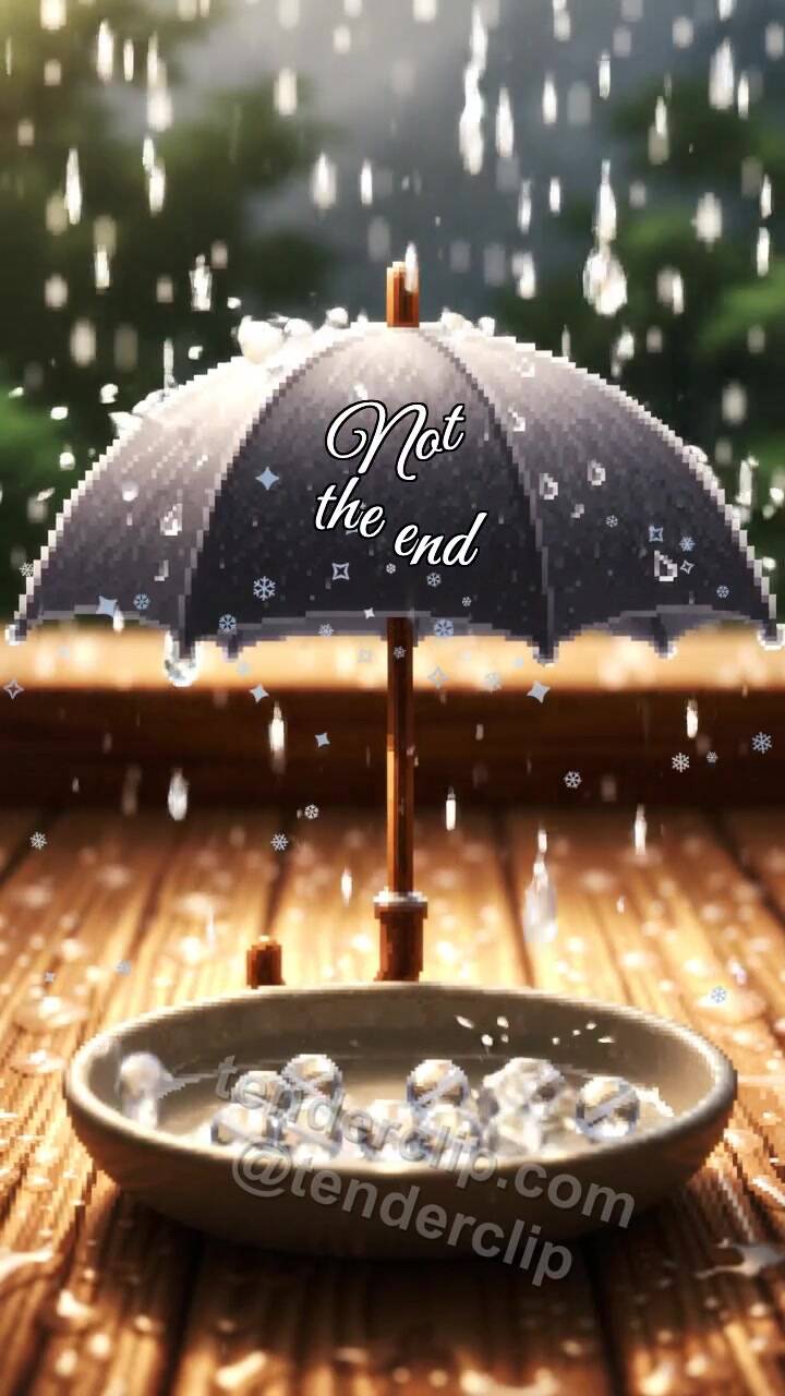 Animated greeting card about Not the end: Gray Umbrella Lets Drizzle