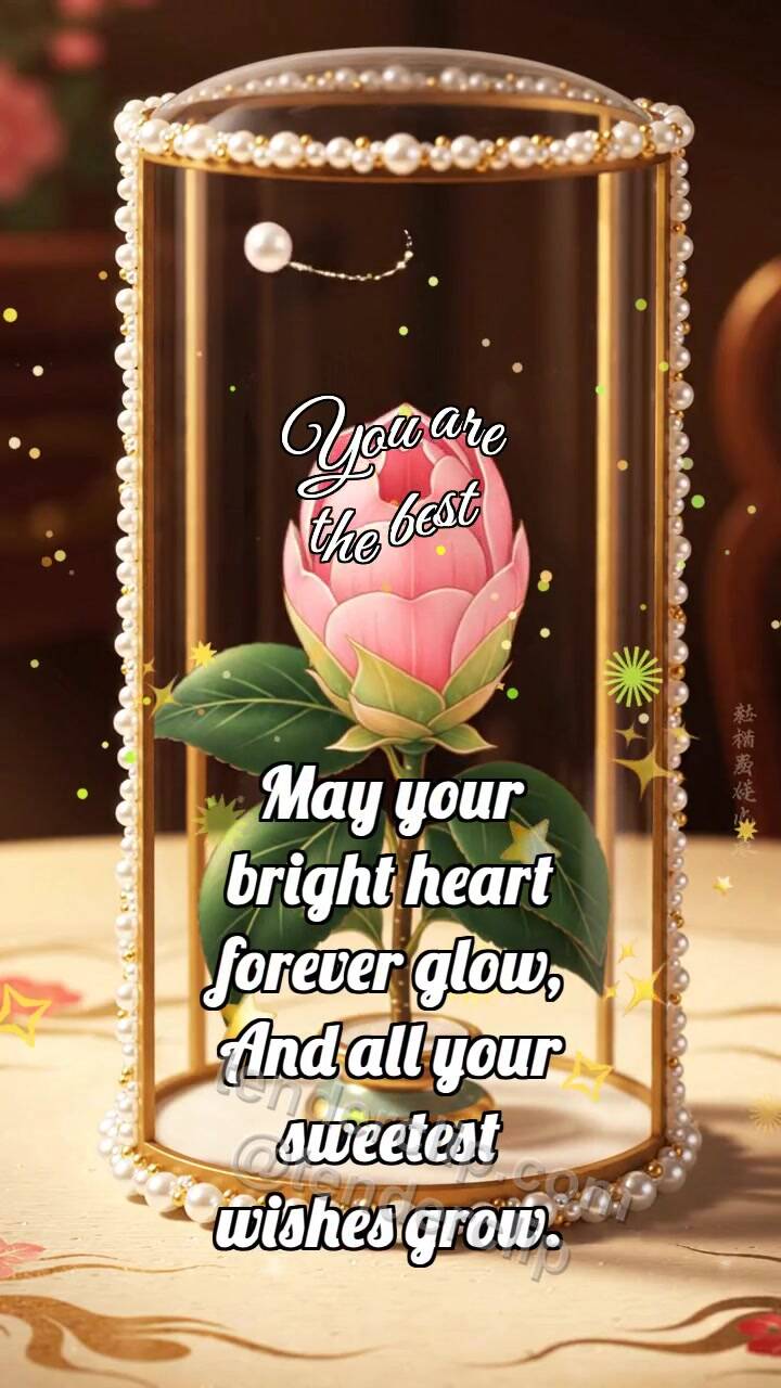 Animated greeting card about You are the best: Pearl Vitrine Opens Camellia