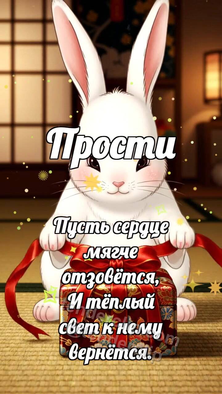 Анимационная открытка на тему Прости: Зайчик возвращает подарок