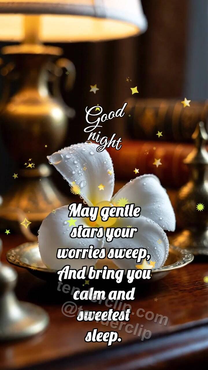 Animated greeting card about Good night: Plumeria Closes Petal