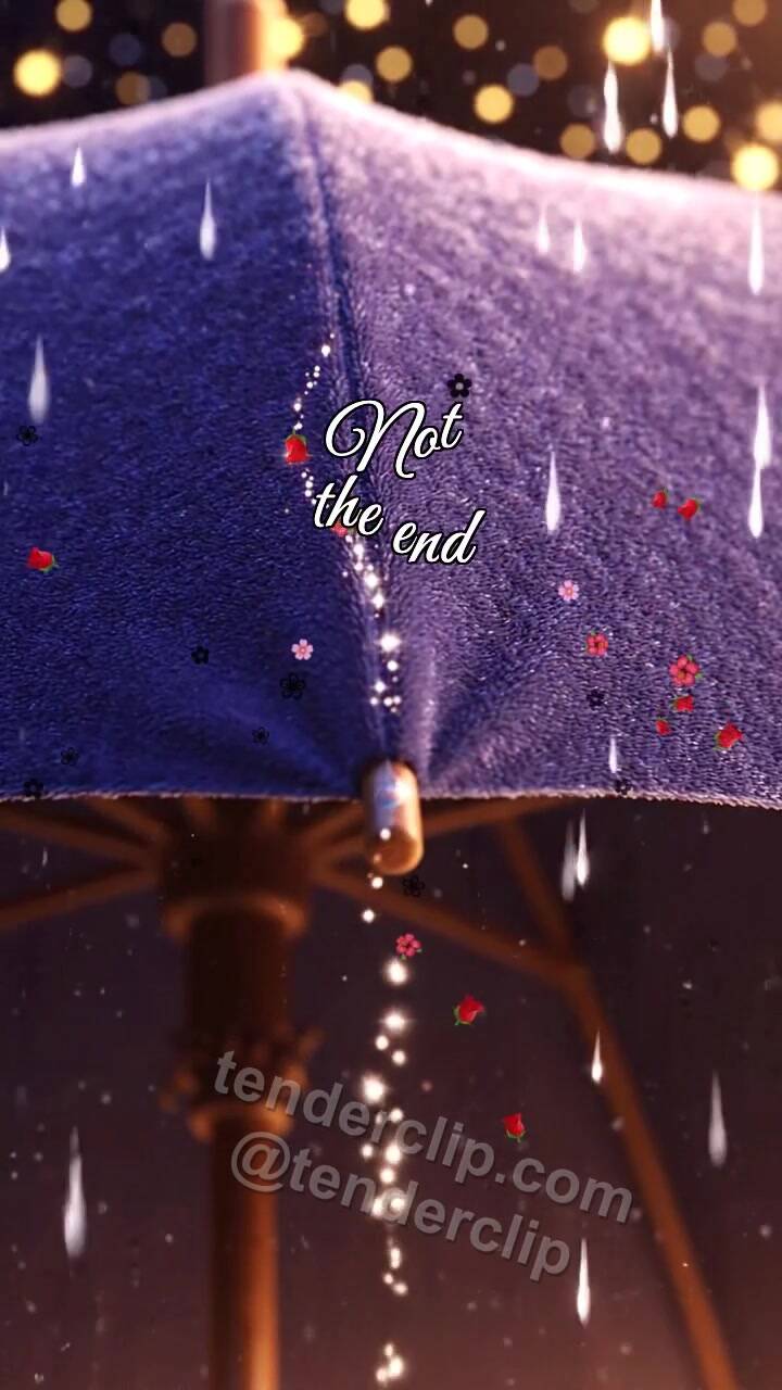 Animated greeting card about Not the end: Rain Trace Leaves Umbrella