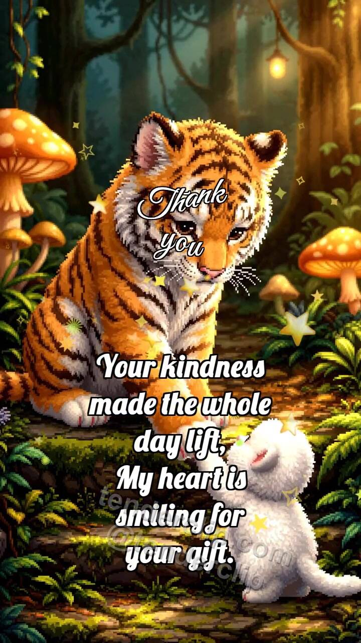 Animated greeting card about Thank you: Tiger Cub Helps Up