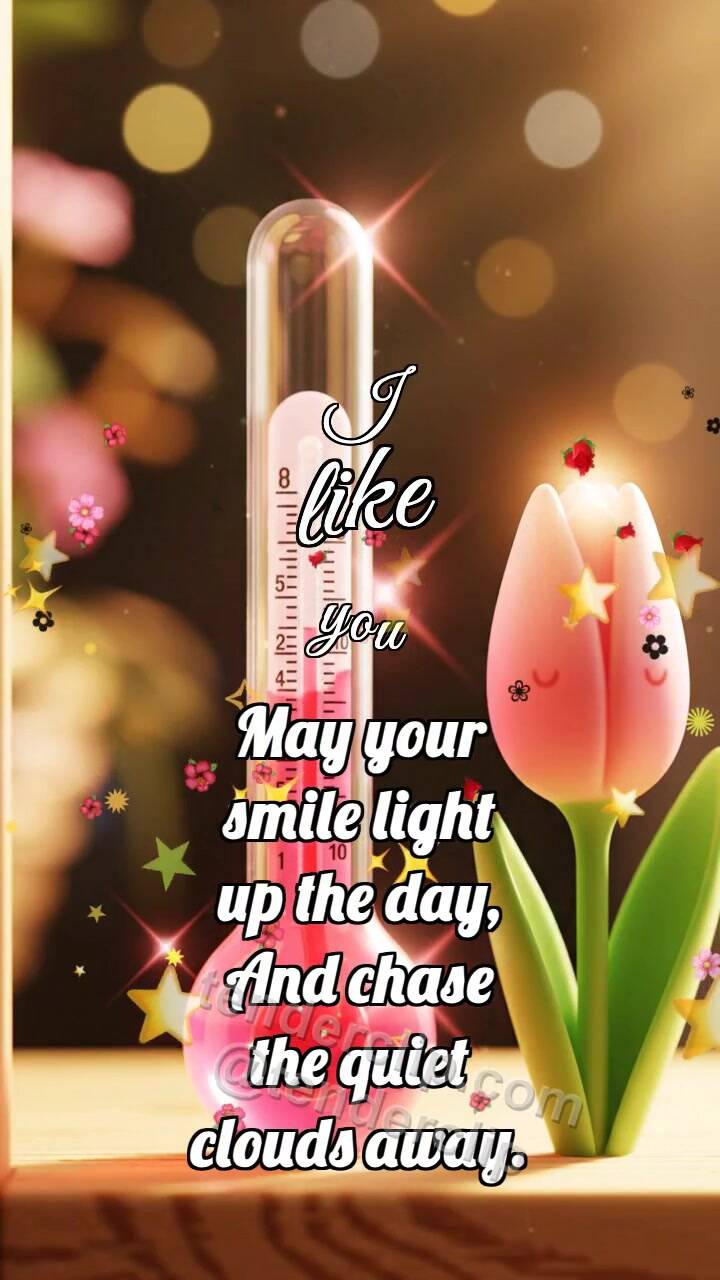 Animated greeting card about I like you: Pink Thermometer Blushes First