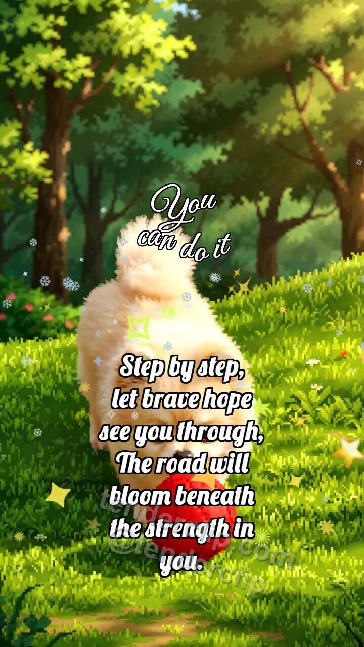 Animated greeting card about You can do it: Puppy Pushes Ball