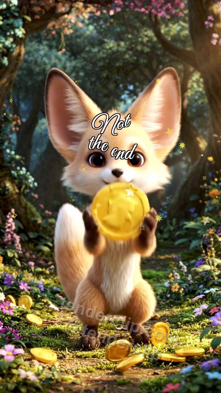 Animated greeting card about Not the end: Fox Cub Catches Luck