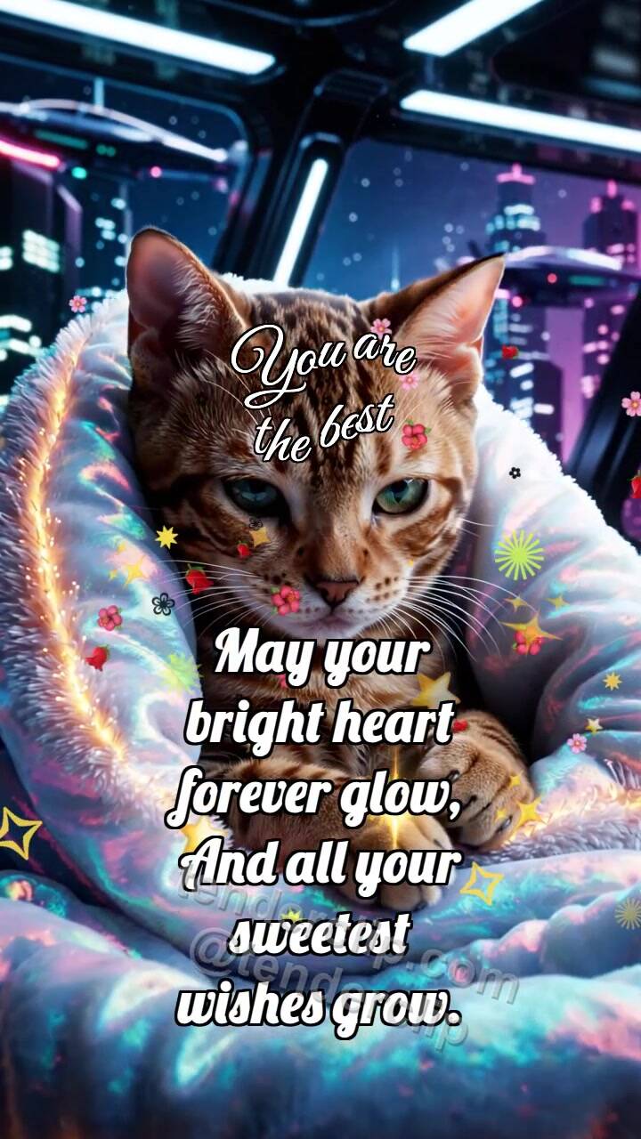 Animated greeting card about You are the best: Kitten Under Blanket