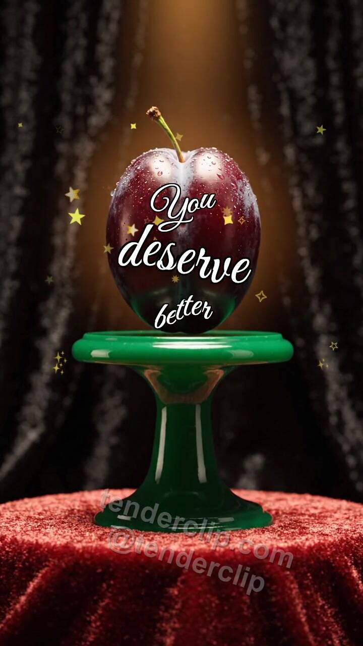 Animated greeting card about You deserve better: Emerald Pedestal Lifts Plum