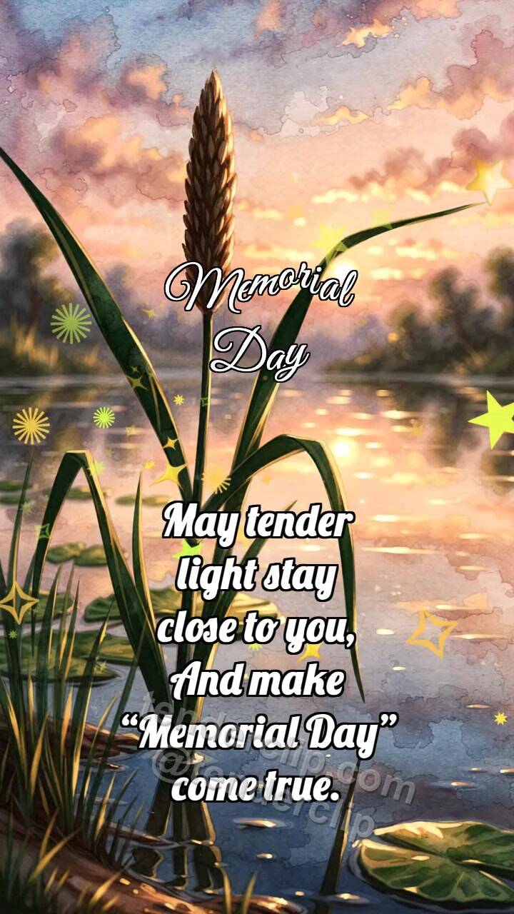 Animated greeting card about Memorial Day: River Reed Bows