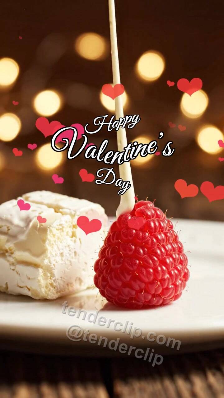 Animated greeting card about Happy Valentine’s Day: Nougat Reaches Berry