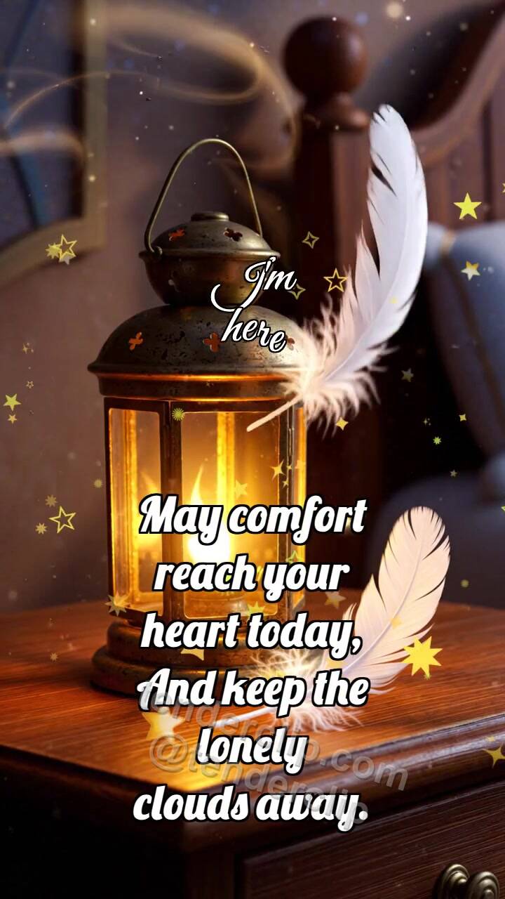 Animated greeting card about I'm here: Quiet Lantern Guards Feather
