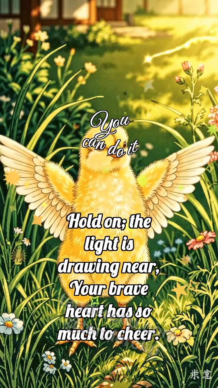 Animated greeting card about You can do it: Chick Opens Wings
