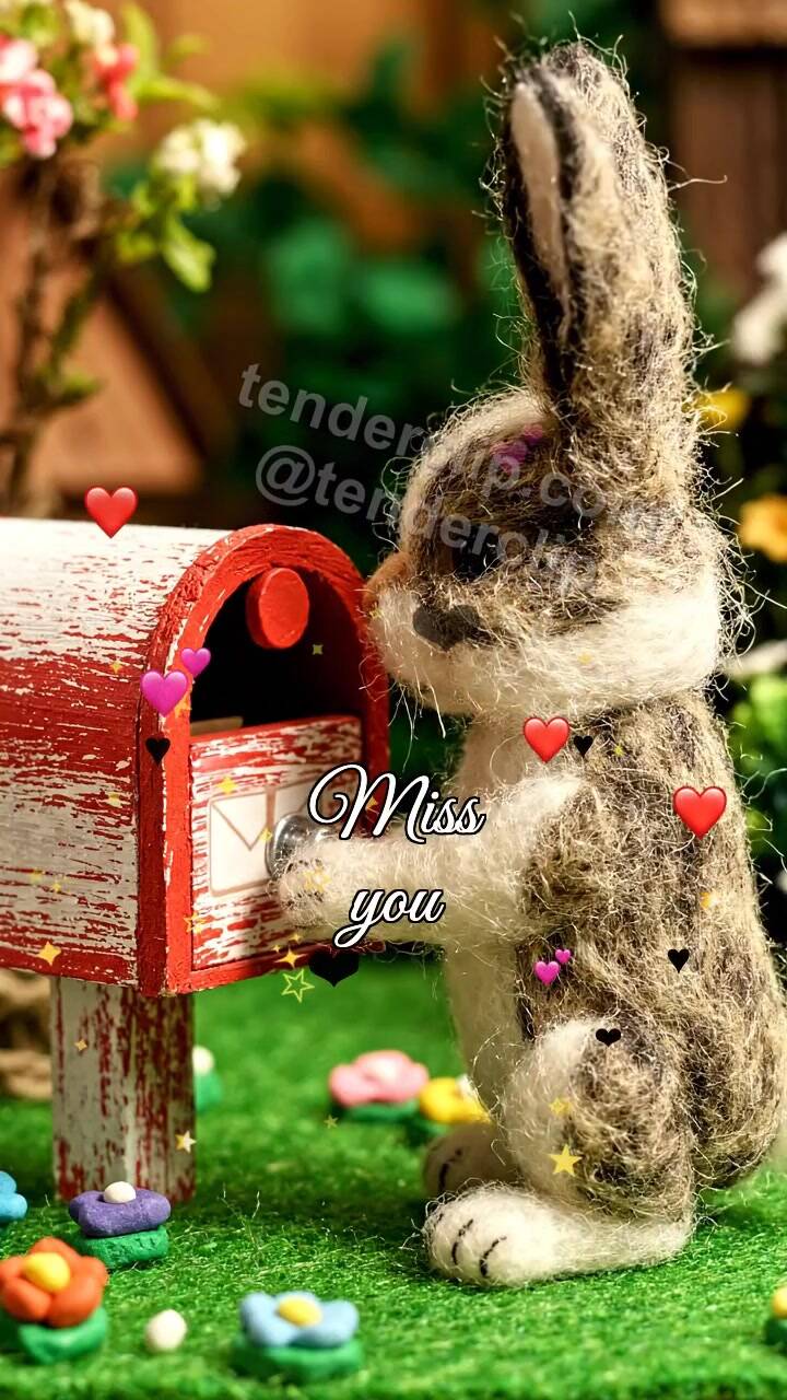 Animated greeting card about Miss you: Bunny Mailbox