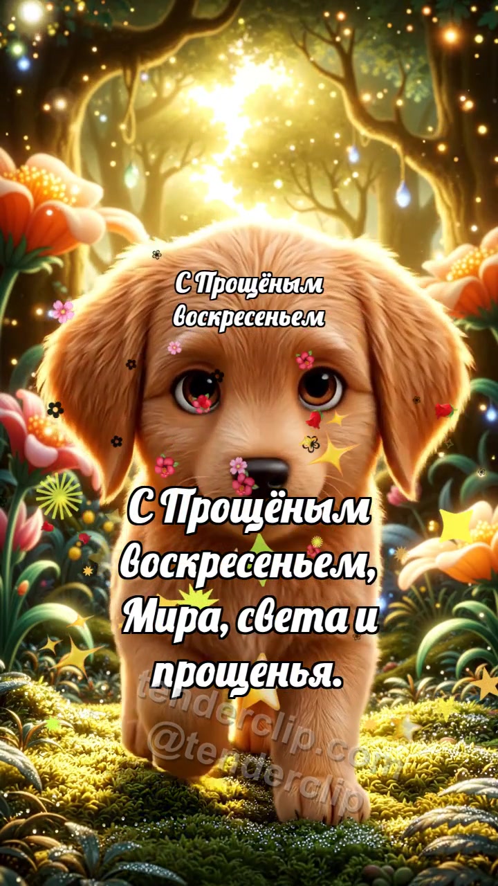 Анимационная открытка на тему С Прощёным воскресеньем: Щенок подаёт лапу