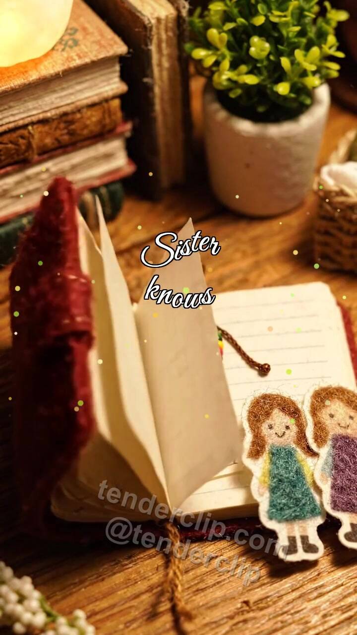 Animated greeting card about Sister knows: diary opens to a shared secret
