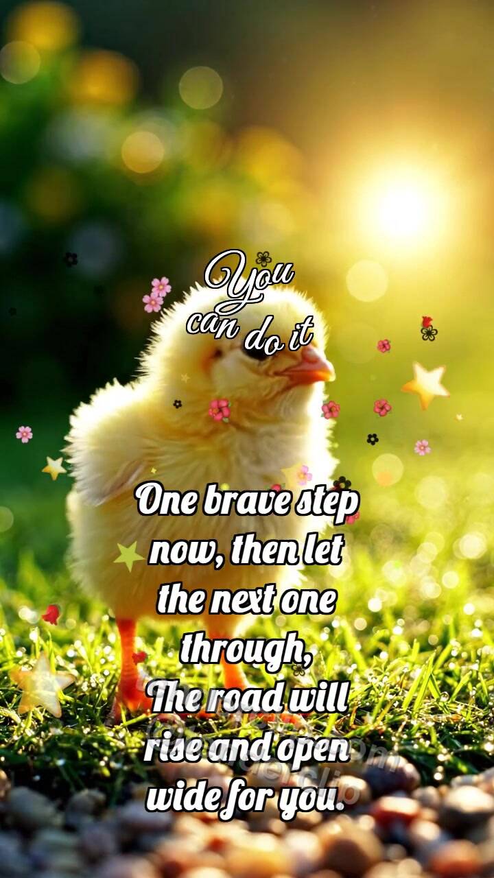Animated greeting card about You can do it: Chick Finds Sun