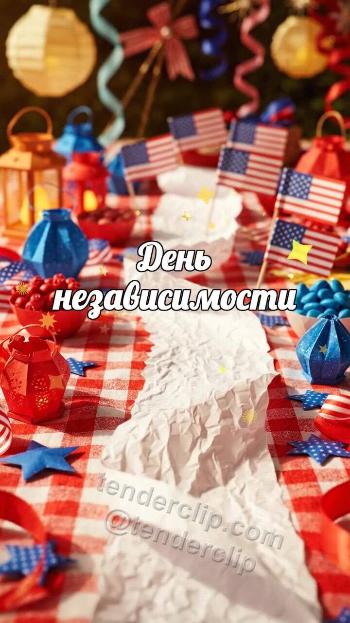 Анимационная открытка на тему День независимости: бумажная дорожка ведёт к символу