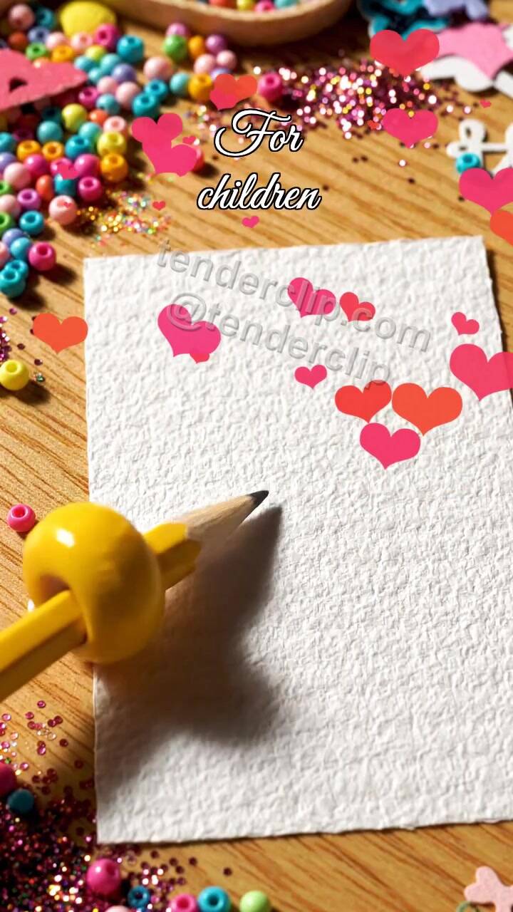 Animated greeting card about For children: pencil draws a heart path