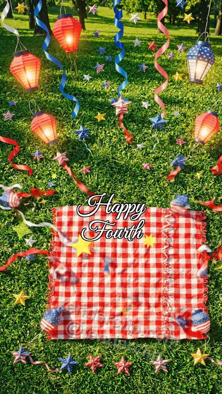 Animated greeting card about Happy Fourth: final holiday reveal