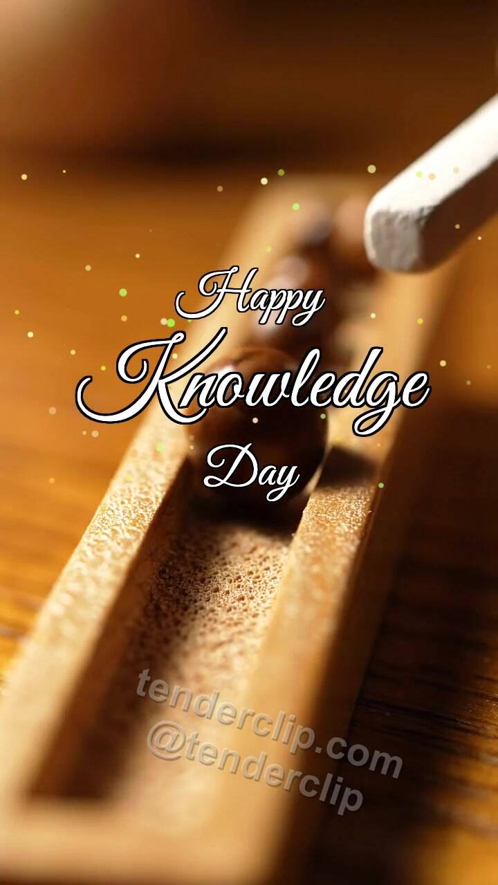 Animated greeting card about Happy Knowledge Day: Abacus Bead Meets Chalk