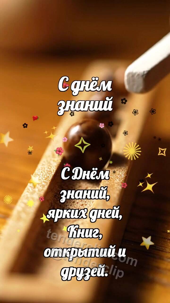 Анимационная открытка на тему С днём знаний: Абаковая бусина встречает мелок