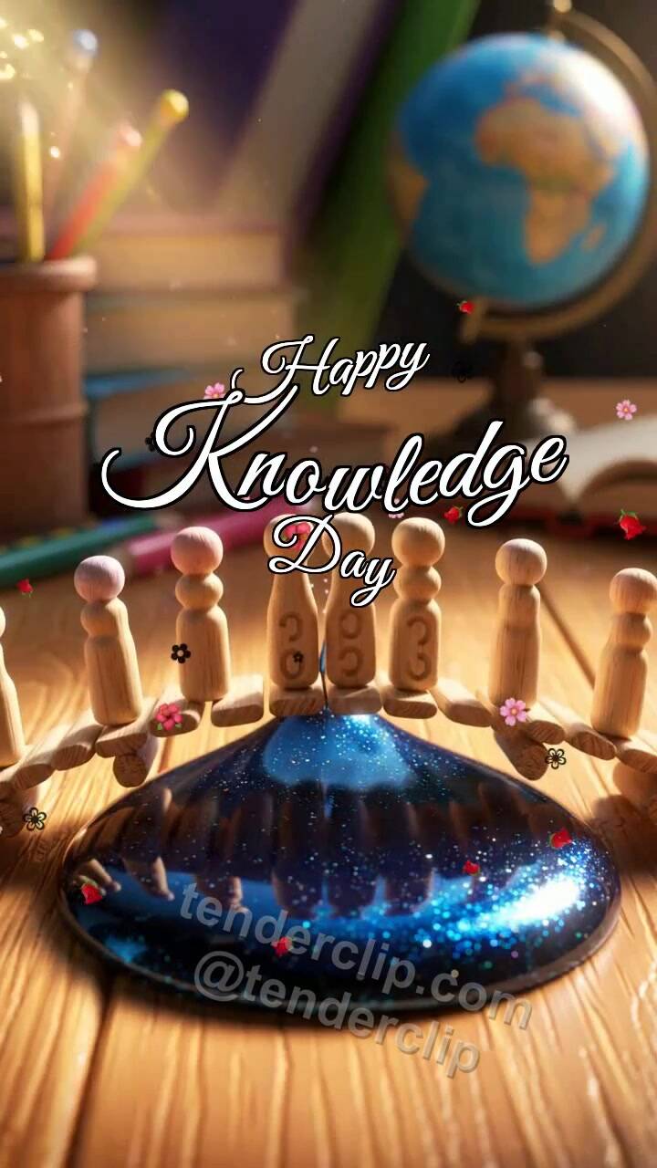 Animated greeting card about Happy Knowledge Day: Counting Sticks Build Bridge