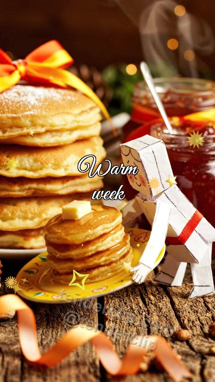 Animated greeting card about Warm week: tiny helper brings the symbol