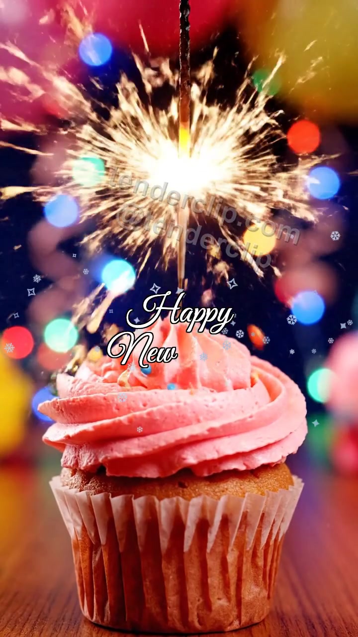 Animated greeting card about Happy New Year: Cupcake Sparkler