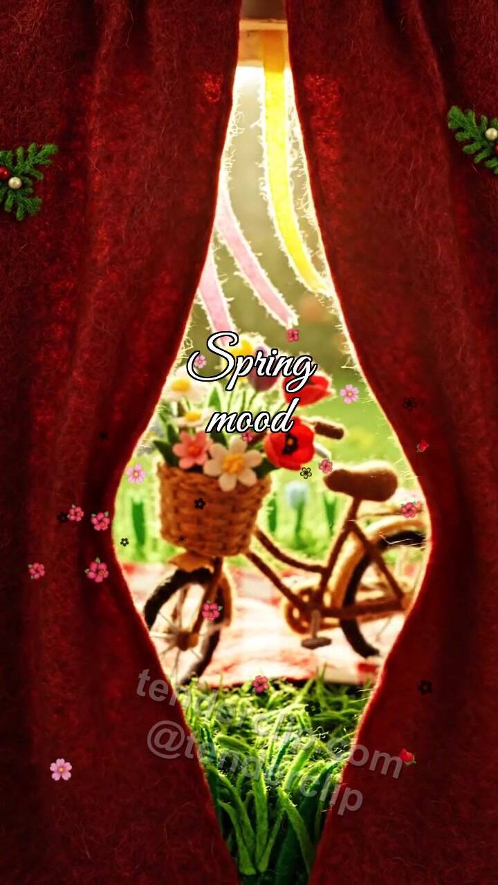 Animated greeting card about Spring mood: window reveals the holiday scene